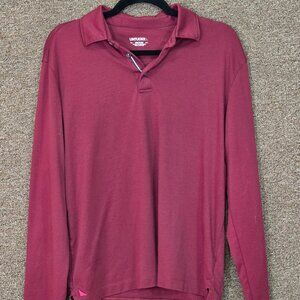 Untuckit Wrinkle-Free Damaschino Long-Sleeve Polo Sz M Berry PreOwned